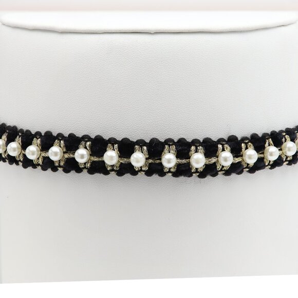 Fancy Pearl and Black lace Choker adjustable (#32) - Picture 9 of 9